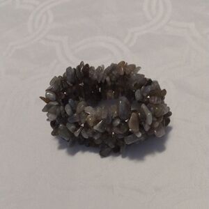 Chunky Gray Beaded Stretch Bracelet